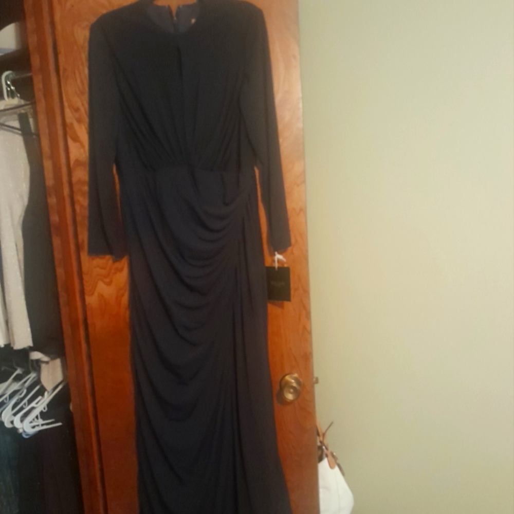 Elegant Long Sleeve Navy Dress